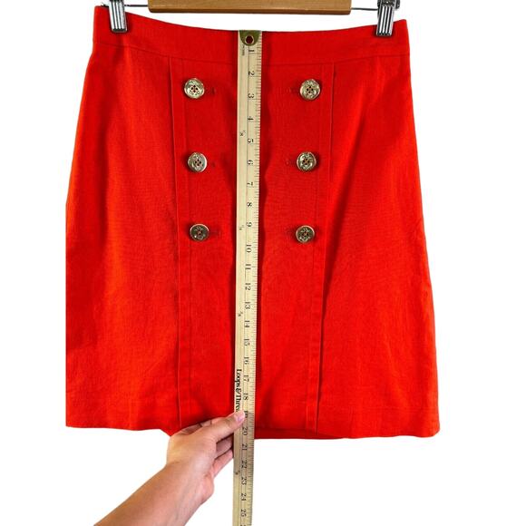 J. Crew Womens Orange Linen Blend Button Front Mini Skirt Size 4 Nautical Casual - Picture 12 of 12